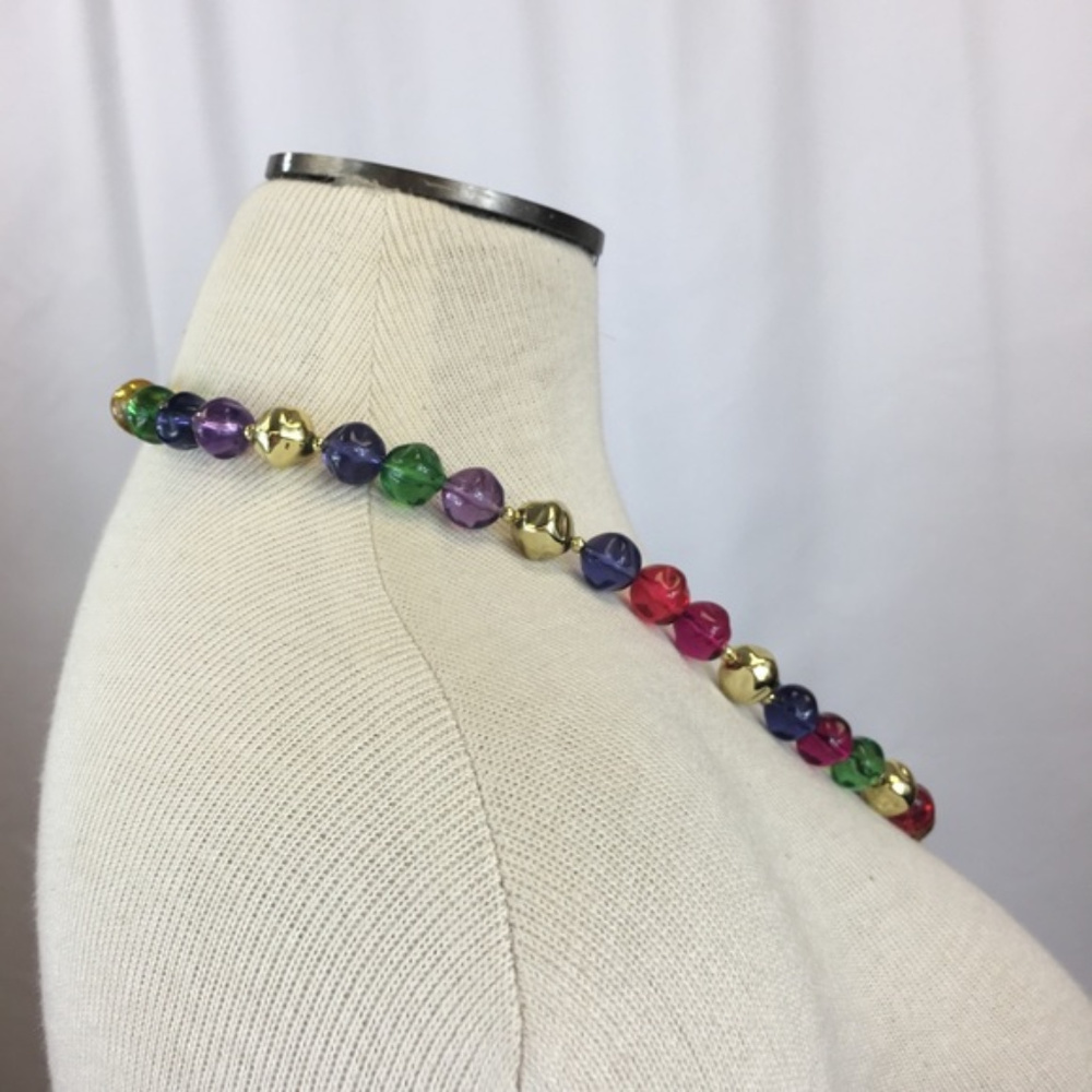 Vintage Rainbow & Gold Bead Necklace - Picture 5 of 6